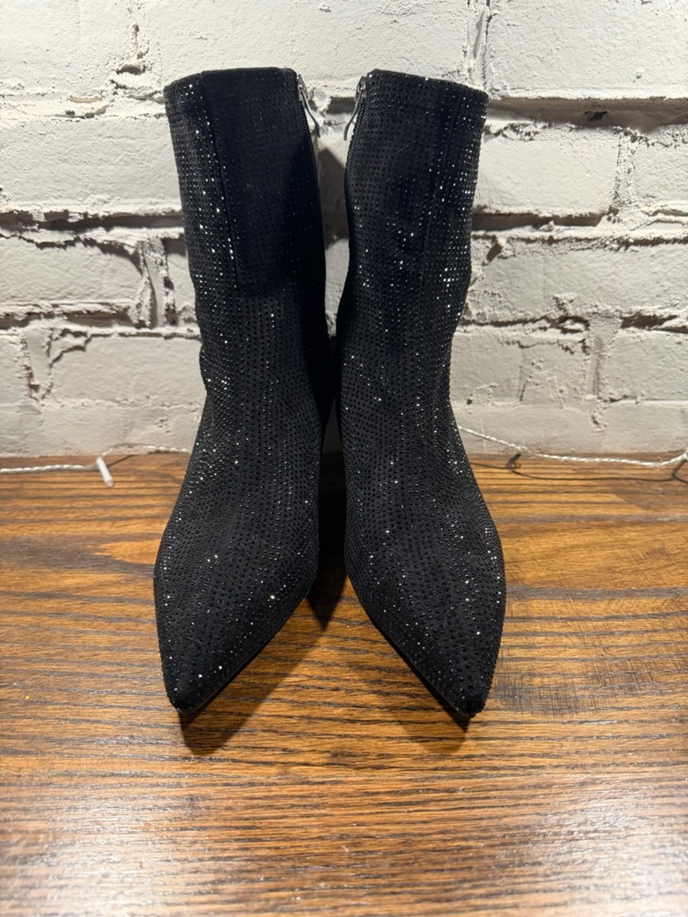 Black Sparkle Pointed-Toe Women's Ankle Boots